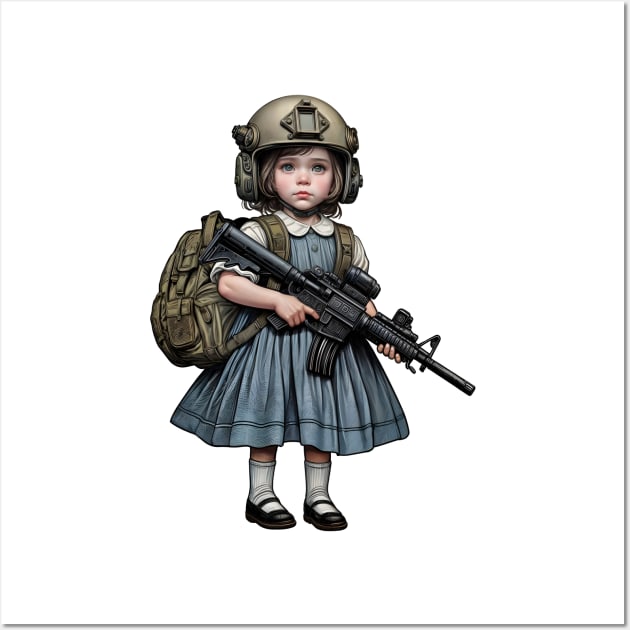 The Little Girl and a Toy Gun Wall Art by Rawlifegraphic